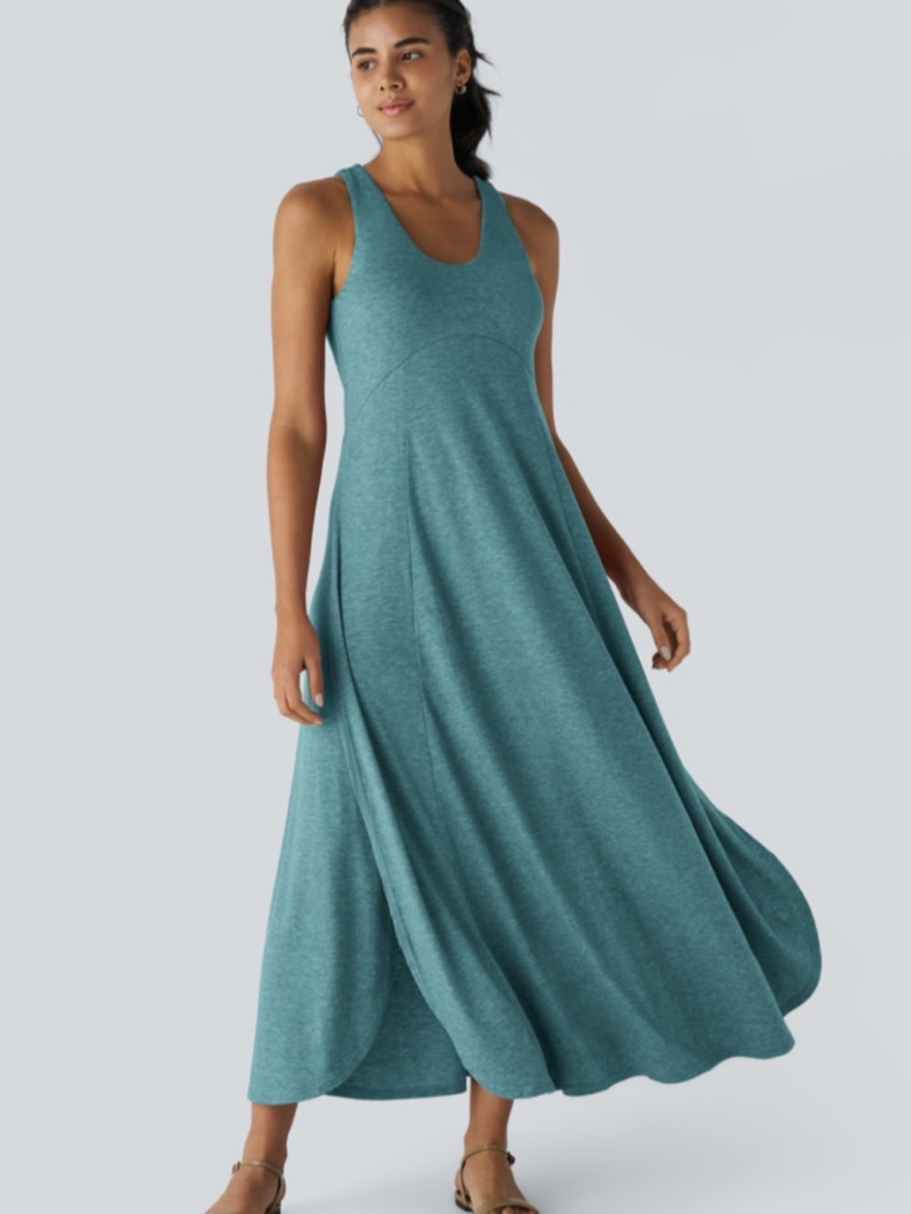 HALARA Teal Maxi Dress - Sleeveless Flowing Tank Dress NWT